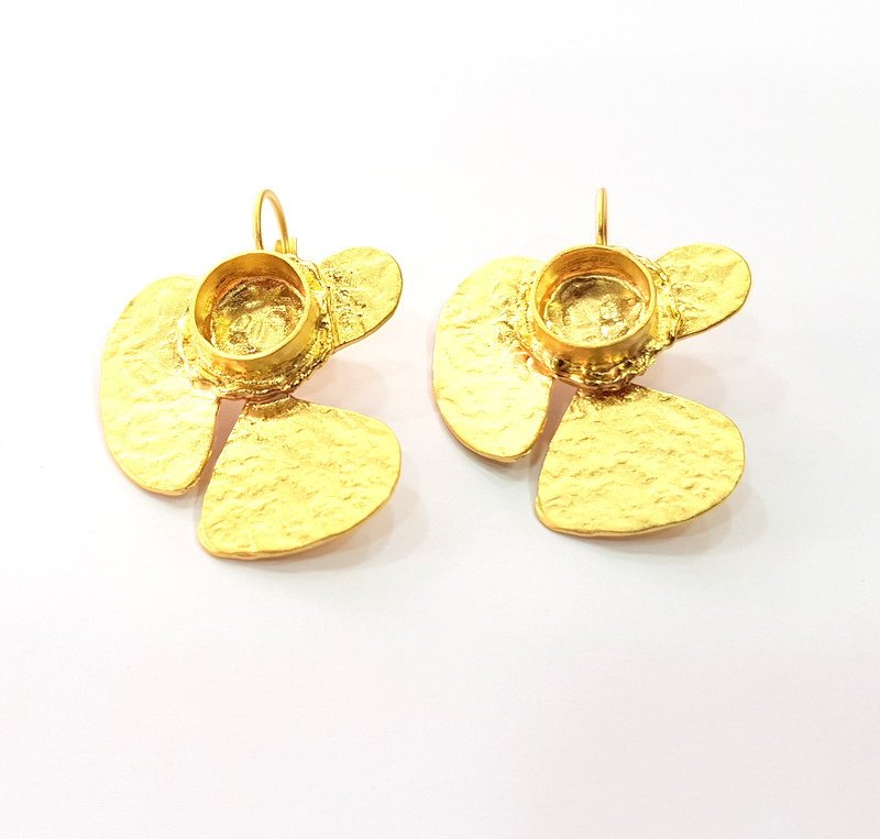 Earring Blank Base Settings Gold Resin Blank Cabochon Bases inlay Blank Mountings Matte Gold Plated Brass (10mm blank ) 1 Set  G14240