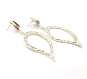 Earring Blank Base Settings Silver Resin Blank Cabochon Base inlay Blank Mountings Antique Silver Plated Brass (14x10mm blank) 1 Set  G14243