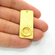 Hammared Blank Charm Gold Pendant Gold Plated Metal (10mm blank)  G11348
