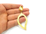 Earring Blank Base Settings Gold Resin Blank Cabochon Bases inlay Blank Mountings Matte Gold Plated Brass (14x10mm blank ) 1 Set  G14244