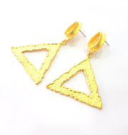 Earring Blank Base Settings Gold Resin Blank Cabochon Bases inlay Blank Mountings Matte Gold Plated Brass (14x10mm blank ) 1 Set  G14246