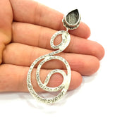 Earring Blank Base Settings Silver Resin Blank Cabochon Base inlay Blank Mountings Antique Silver Plated Brass (14x10mm blank) 1 Set  G14247