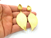 Earring Blank Base Settings Gold Resin Blank Cabochon Bases inlay Blank Mountings Matte Gold Plated Brass (14x10mm blank ) 1 Set  G14250