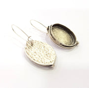 Earring Blank Base Settings Silver Resin Blank Cabochon Base inlay Blank Mountings Antique Silver Plated Brass (25x18mm blank) 1 Set  G16605