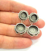 Earring Blank Base Settings Silver Resin Blank Cabochon Base inlay Blank Mountings Antique Silver Plated Brass (10+14mm blank) 1 Set  G14260