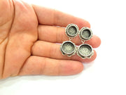 Earring Blank Base Settings Silver Resin Blank Cabochon Base inlay Blank Mountings Antique Silver Plated Brass (10+14mm blank) 1 Set  G14260