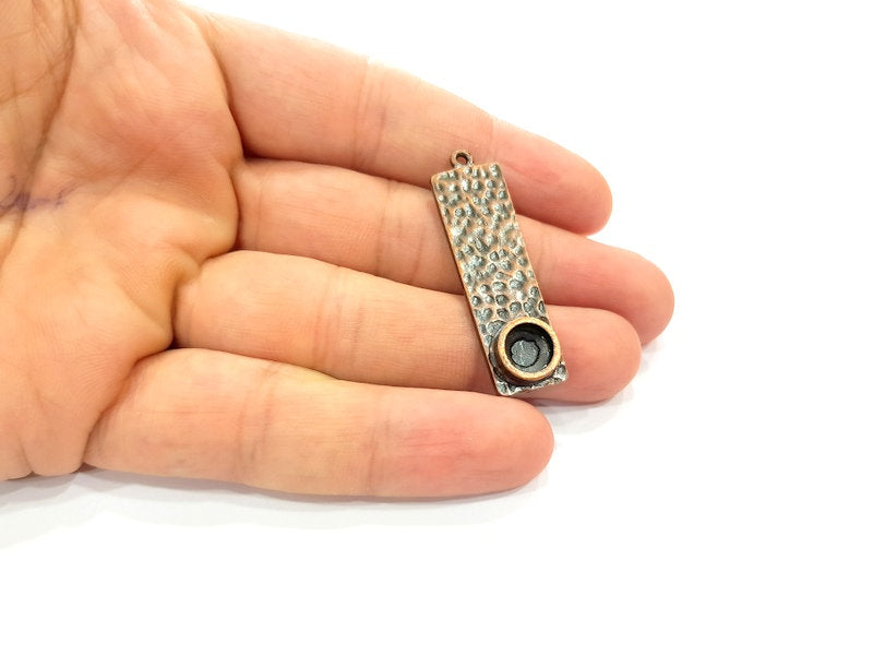 2 Copper Pendant Blank Mosaic Base inlay Blank Necklace Blank Resin Mountings Antique Copper Plated Metal ( 8 mm round blank) G13730