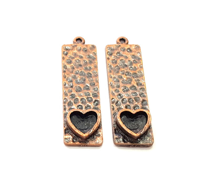 2 Copper Pendant Blank Mosaic Base inlay Blank Necklace Blank Resin Mountings Antique Copper Plated Metal ( 8 mm blank) G13733