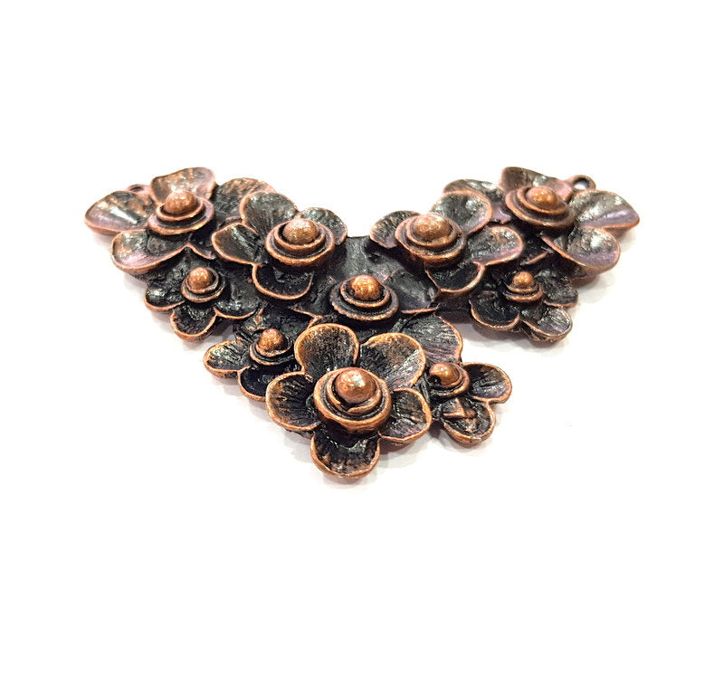 Flower Pendant Antique Copper Pendant Antique Copper Plated Metal ( 73x55 mm ) G14403