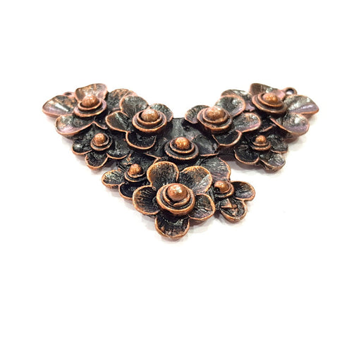 Flower Pendant Antique Copper Pendant Antique Copper Plated Metal ( 73x55 mm ) G14403