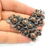 Flower Pendant Antique Copper Pendant Antique Copper Plated Metal ( 73x55 mm ) G14403