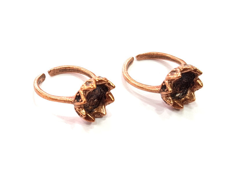 Copper Ring Settings inlay Ring Blank Mosaic Ring Bezel Base Cabochon Mountings (10 mm blank) Antique Copper Plated Brass G13736