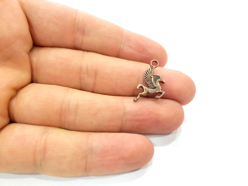 30 Horse Charm Antique Copper Charm Antique Copper Plated Metal (18x15mm) G13740