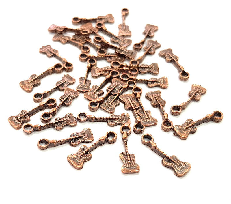 30 Violin Charm Antique Copper Charm Antique Copper Plated Metal (17x5mm) G13742
