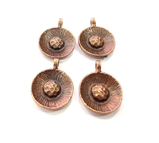 4 Flower Charm Antique Copper Charm Antique Copper Plated Metal (23x17mm) G13744