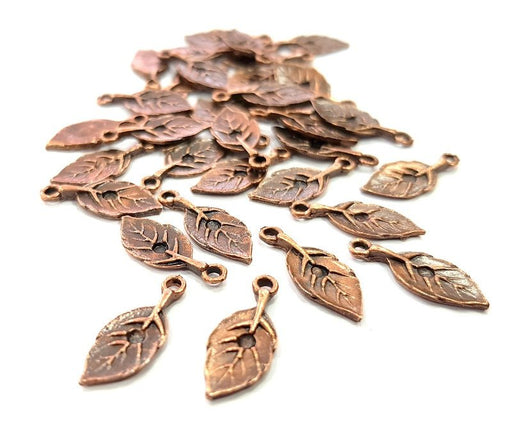 30 Leaf Charm Antique Copper Charm Antique Copper Plated Metal (18x7mm) G13747