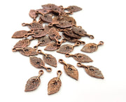 30 Leaf Charm Antique Copper Charm Antique Copper Plated Metal (18x7mm) G13747