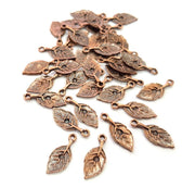 30 Leaf Charm Antique Copper Charm Antique Copper Plated Metal (18x7mm) G13747