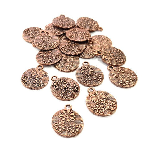 10 Flower Charm Antique Copper Charm Antique Copper Plated Metal (14mm) G13752