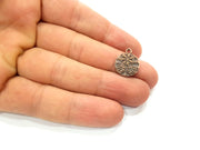 10 Flower Charm Antique Copper Charm Antique Copper Plated Metal (14mm) G13752