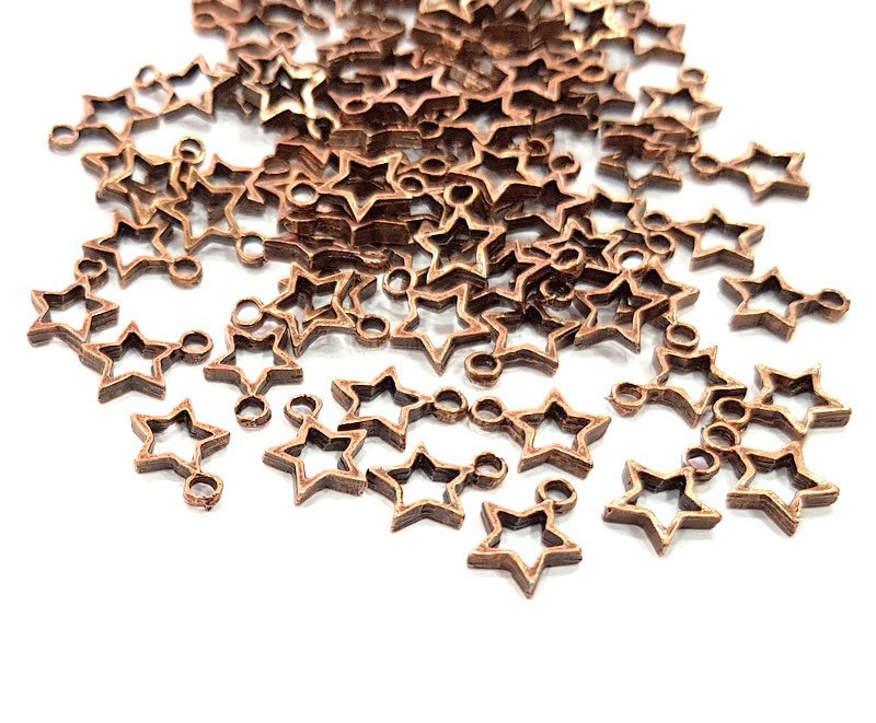 30 Star Charm Antique Copper Charm Antique Copper Plated Metal (12x9mm) G13753