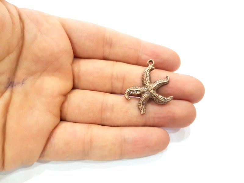 2 Starfish Charm Antique Copper Charm Antique Copper Plated Metal (27x26mm) G13755