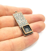 2 Copper Pendant Blank Mosaic Base inlay Blank Necklace Blank Resin Mountings Antique Copper Plated Metal ( 10 mm square blank) G13760
