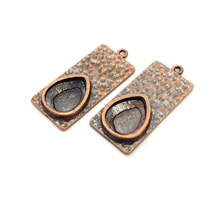 2 Copper Pendant Blank Mosaic Base inlay Blank Necklace Blank Resin Mountings Antique Copper Plated Metal ( 18x13 mm drop blank) G13761