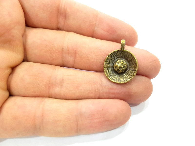 4 Flower Charm Antique Bronze Charm Antique Bronze Plated Metal  (24x17mm) G13764