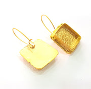 Earring Blank Base Settings Gold Resin Blank Cabochon Bases inlay Blank Mountings Matte Gold Plated Brass (18mm blank ) 1 Set  G14261