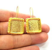 Earring Blank Base Settings Gold Resin Blank Cabochon Bases inlay Blank Mountings Matte Gold Plated Brass (18mm blank ) 1 Set  G14261