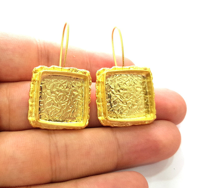 Earring Blank Base Settings Gold Resin Blank Cabochon Bases inlay Blank Mountings Matte Gold Plated Brass (18mm blank ) 1 Set  G14261