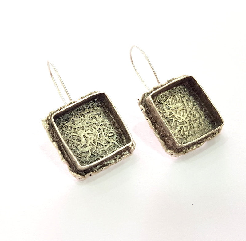 Earring Blank Base Settings Silver Resin Blank Cabochon Base inlay Blank Mountings Antique Silver Plated Brass (18mm blank) 1 Set  G14262