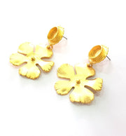 Earring Blank Base Settings Gold Resin Blank Cabochon Bases inlay Blank Mountings Gold Plated Brass (10mm blank ) 1 Set  G16292