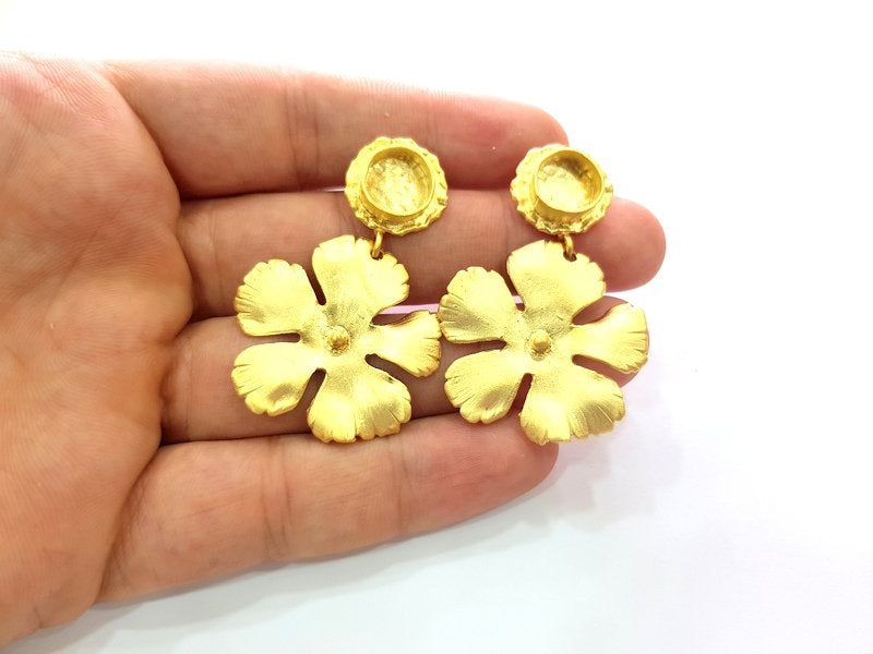 Earring Blank Base Settings Gold Resin Blank Cabochon Bases inlay Blank Mountings Gold Plated Brass (10mm blank ) 1 Set  G16292