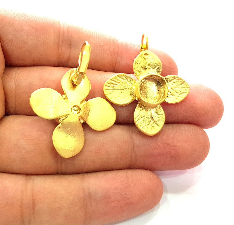 Earring Blank Base Settings Gold Resin Blank Cabochon Bases inlay Blank Mountings Matte Gold Plated Brass (10mm blank ) 1 Set  G14266