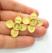 Earring Blank Base Settings Gold Resin Blank Cabochon Bases inlay Blank Mountings Matte Gold Plated Brass (10mm blank ) 1 Set  G14266