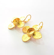 Earring Blank Base Settings Gold Resin Blank Cabochon Bases inlay Blank Mountings Matte Gold Plated Brass (10mm blank ) 1 Set  G14266