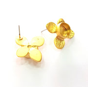 Earring Blank Base Settings Gold Resin Blank Cabochon Bases inlay Blank Mountings Matte Gold Plated Brass (10mm blank ) 1 Set  G14268