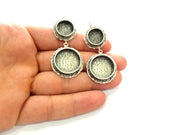 Earring Blank Base Settings Silver Resin Blank Cabochon Base inlay Blank Mountings Antique Silver Plated Brass (14+20mm blank) 1 Set  G14269