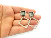 Earring Blank Base Settings Silver Resin Blank Cabochon Base inlay Blank Mountings Antique Silver Plated Brass (10mm blank) 1 Set  G14271
