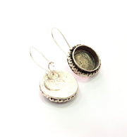 Earring Blank Base Settings Silver Resin Blank Cabochon Base inlay Blank Mountings Antique Silver Plated Brass (16mm blank) 1 Set  G14273