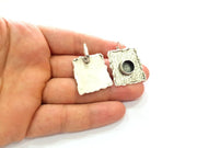 Earring Blank Base Settings Silver Resin Blank Cabochon Base inlay Blank Mountings Antique Silver Plated Brass (10mm blank) 1 Set  G16442