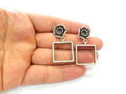 Earring Blank Base Settings Silver Resin Blank Cabochon Base inlay Blank Mountings Antique Silver Plated Brass (6mm blank) 1 Set  G14276