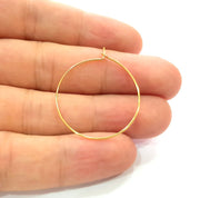 12 Pcs (6 pairs) Earring Loops Earring Circles Earring Hoops Gold Plated Brass,Findings  ( 30 mm )  G14279