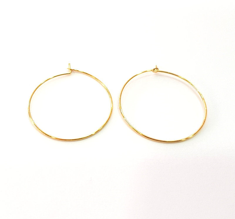 12 Pcs (6 pairs) Earring Loops Earring Circles Earring Hoops Gold Plated Brass,Findings  ( 30 mm )  G14279