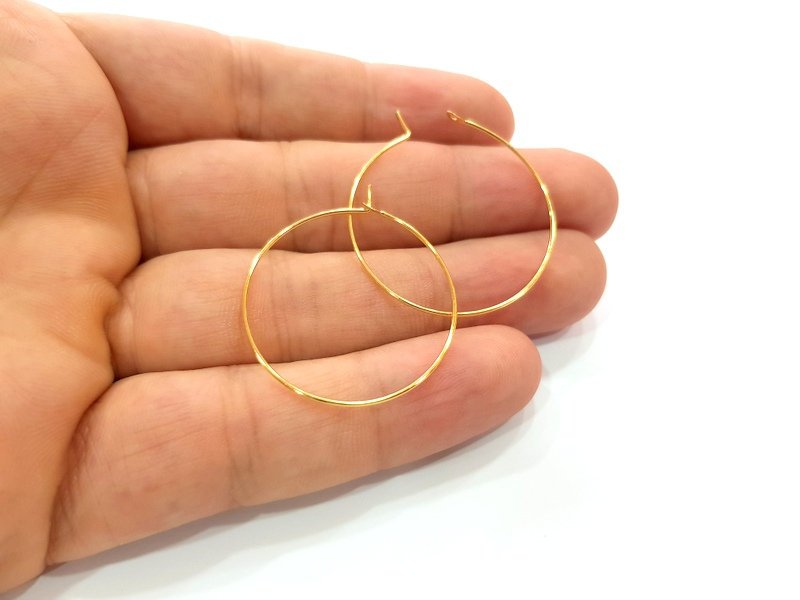 12 Pcs (6 pairs) Earring Loops Earring Circles Earring Hoops Gold Plated Brass,Findings  ( 30 mm )  G14279