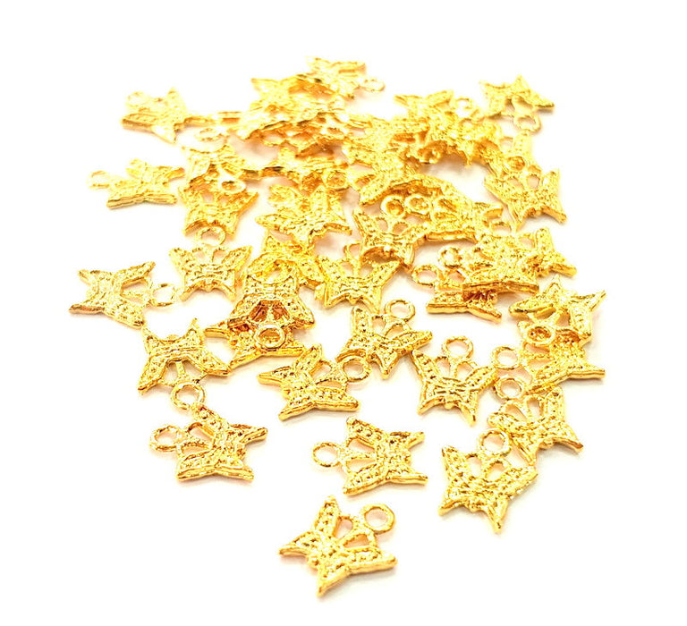 20 Butterfly Charm Shiny Gold Plated Charm Gold Plated Metal (10x8mm)  G14282