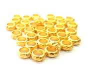 20 Gold Rondelle Beads Spacer Gold Plated Metal Beads  (9 mm)  G14284