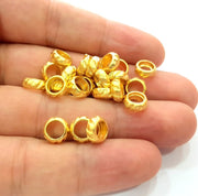 20 Gold Rondelle Beads Spacer Gold Plated Metal Beads  (9 mm)  G14284